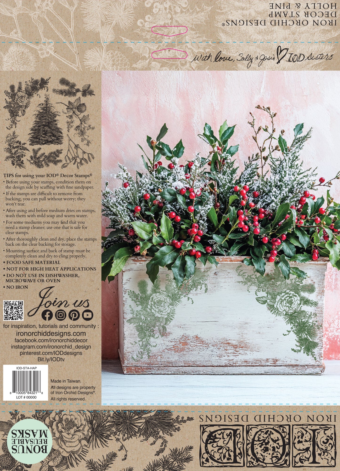 Stamp - Holly and Pine- 12x12