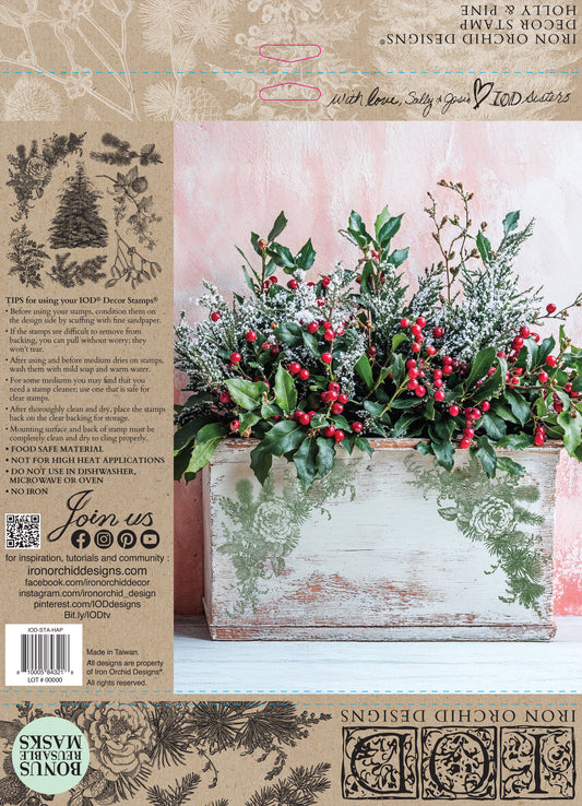 Stamp - Holly and Pine- 12x12