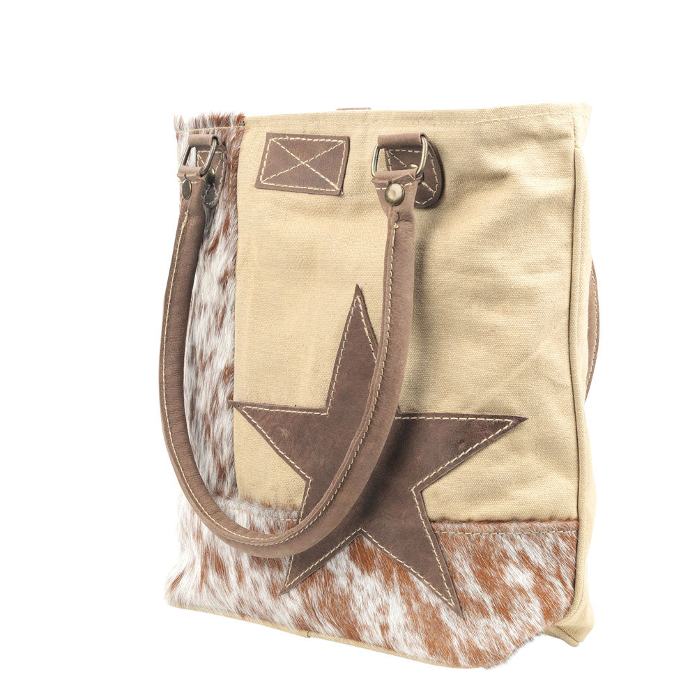 Star With Cowhide Canvas Tote