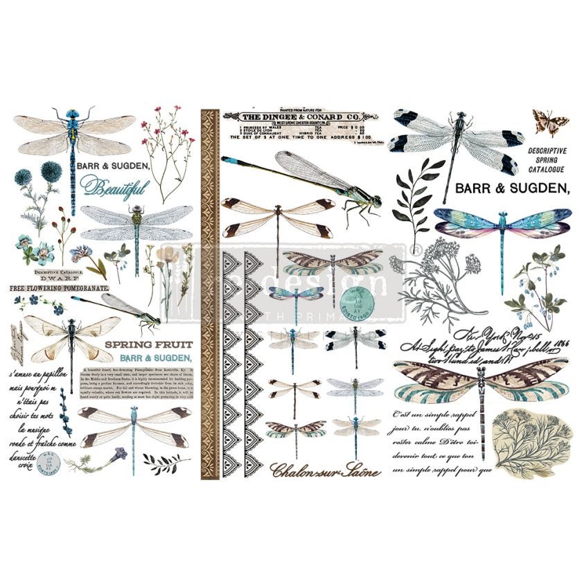 Redesign Decor Transfers® – Spring Dragonfly– 3 sheets, 6″x12″